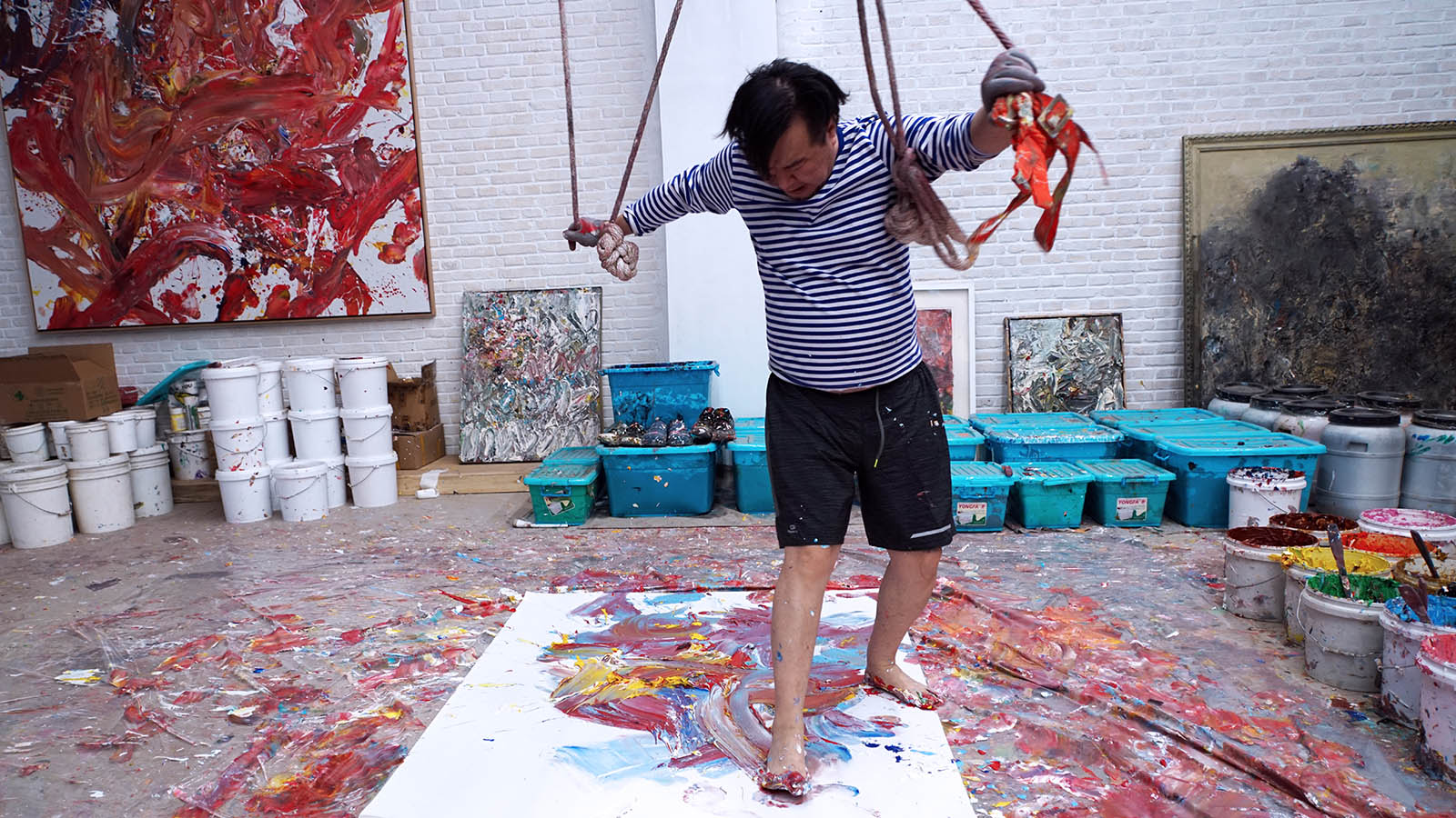 Wang Yigang in his Studio, Shenyang, 2019